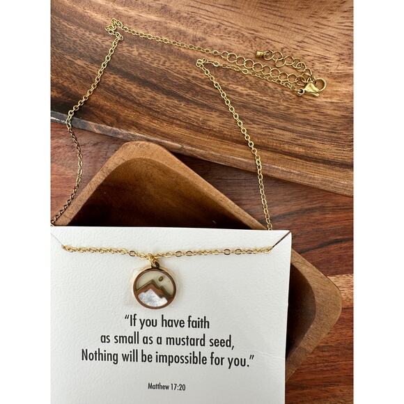 Other Jewelry - Mustard Seed Charm Necklace with Golden Chain 18 inches Faith Matthew 17:20